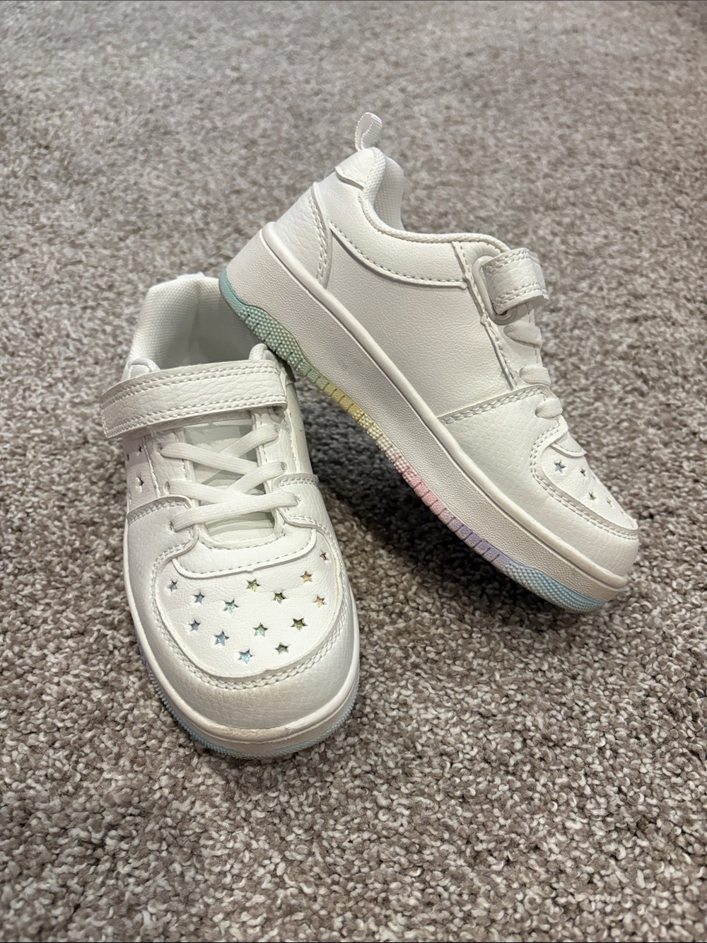Kids Primark White Sneakers with Subtle Rainbow Accents